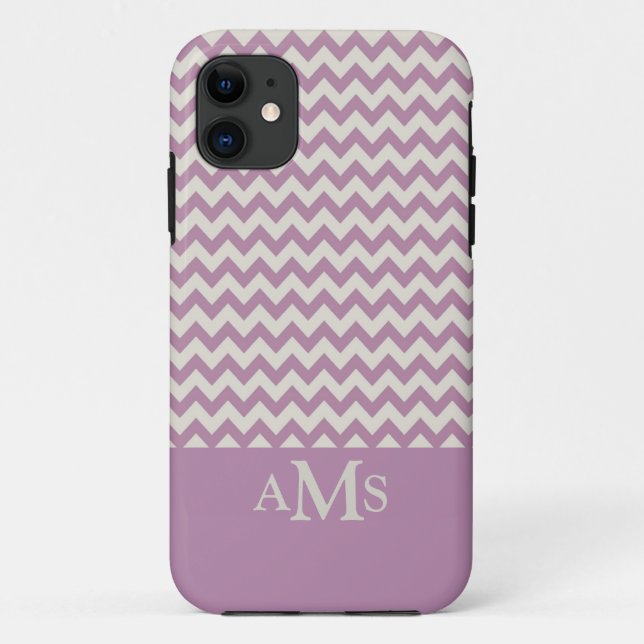 Purple Chevron Stripe 3  Monogram Case-Mate iPhone Case (Back)