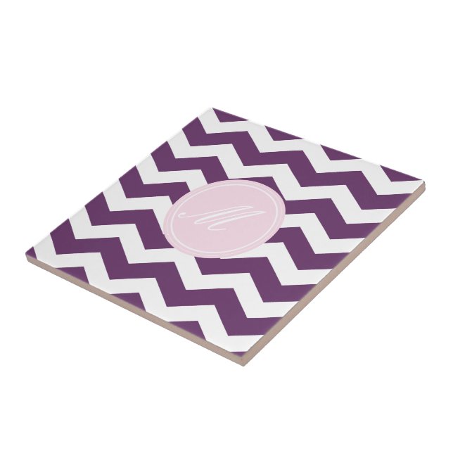 Purple Chevron with Monogram Tiles (Side)