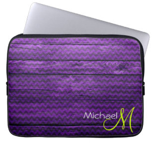 Purple Chevron Wooden Laptop Sleeve