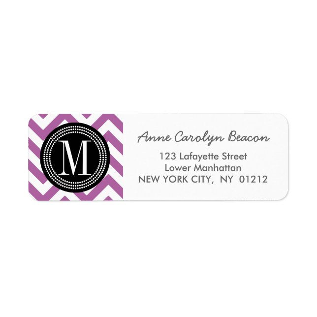 Purple Chevron Zizgag Personnalisé Monogramme (Devant)