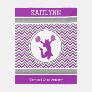 Purple Chevrons Monogrammed Cheer/Pom Fleece Blanket