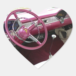Purple Chevy Bel Air Heart Sticker