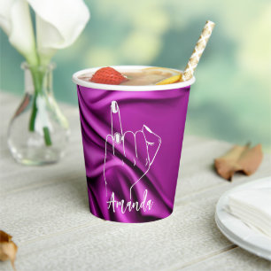 Purple Chic Bridal   Bachelorette Party Ring Paper Cups