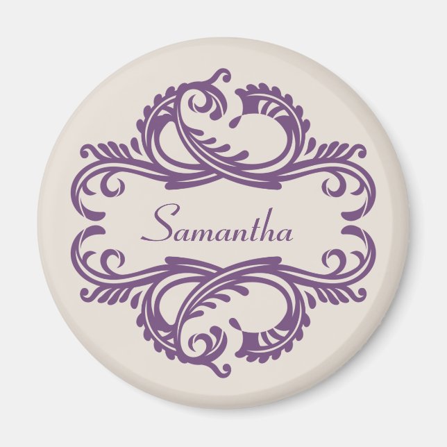 Purple Chic Damask Magnet (Front)