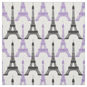 Purple Chic Eiffel Tower Pattern Fabric