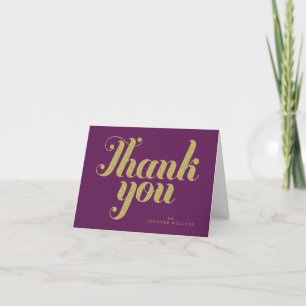 Purple Chic Faux Gold Glitter Thank You Notes