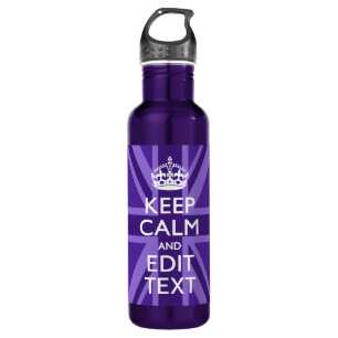Purple Chic Keep Calm And Your Text Union Jack 710 Ml Water Bottle