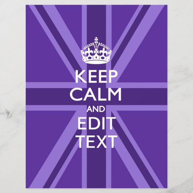 Purple Chic Keep Calm And Your Text Union Jack Flyer (Front)