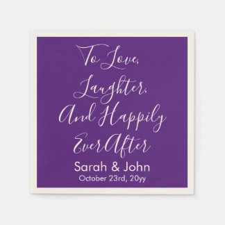 Purple Chic Personalized Script Wedding Reception Napkin