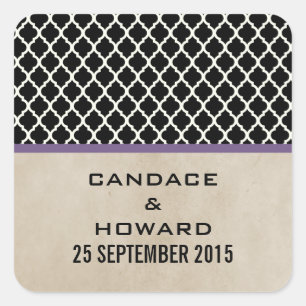 Purple Chic Quatrefoil Wedding Stickers