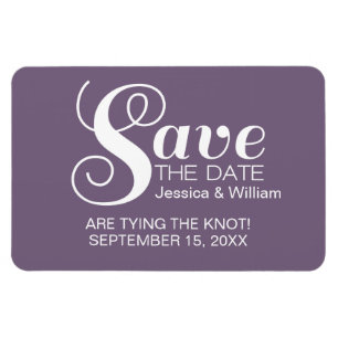 Purple Chic Typography Save the Date Magnet