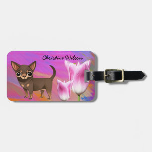 Purple Chihuahua Luggage Tag