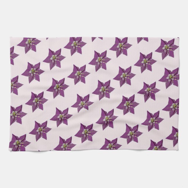 Purple Chili Pepper Blossom Kitchen Towel (Horizontal)