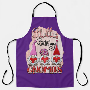 Purple Chillin With My Gnomies Kitchen Apron