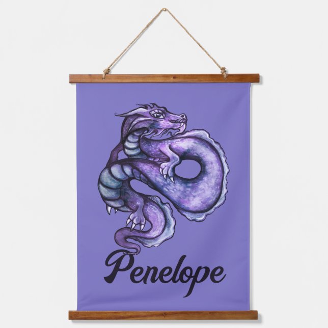 Purple Chinese Dragon Art                          Hanging Tapestry (Front)