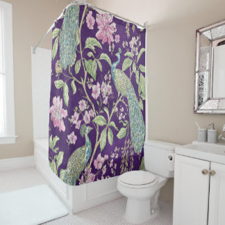 Purple Chinoiserie peacock floral