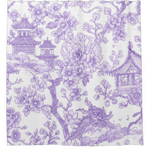 Purple Chinoiserie Toile Dragon Cherry Blossom