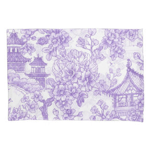 Purple Chinoiserie Toile Dragon Cherry Blossom Pillowcase
