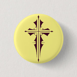 Purple Christian Cross 1 Inch Round Button