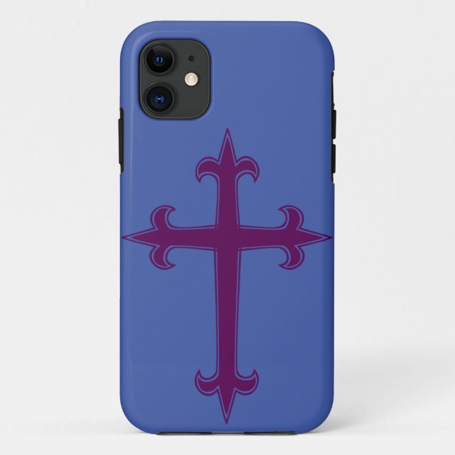 Purple Christian Cross Case-Mate iPhone Case (Back)
