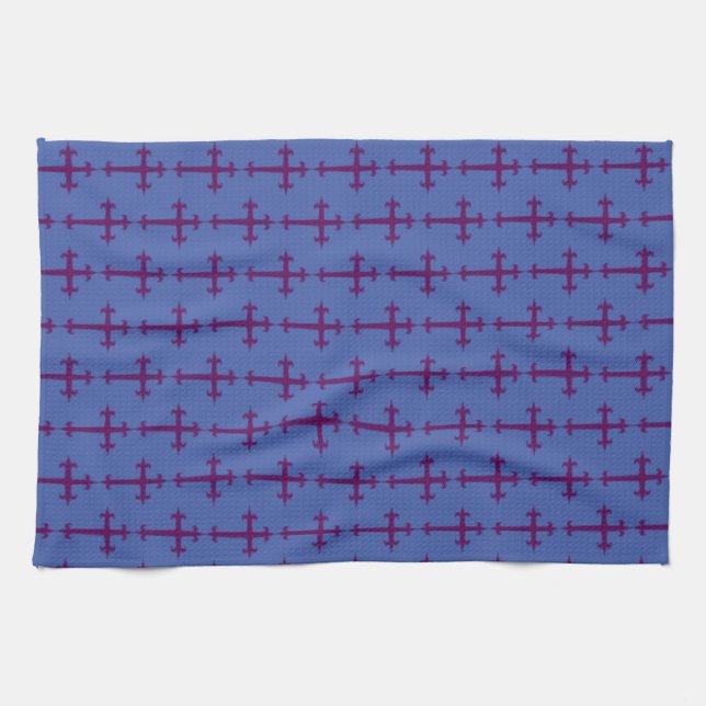 Purple Christian Cross Kitchen Towel (Horizontal)