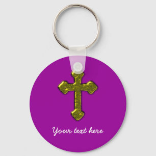 Purple Christian Customizable Keychain