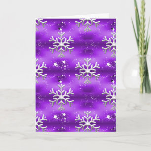 Purple Christmas and Silver Snowflakes Card