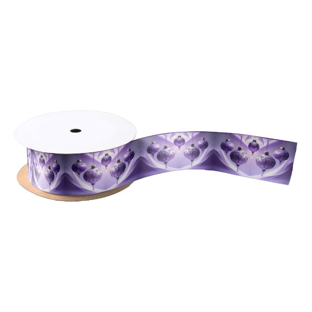Purple Christmas Ball Holiday Satin Ribbon (Spool)