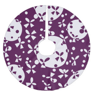 Purple Christmas Bells Holiday Pattern Brushed Polyester Tree Skirt
