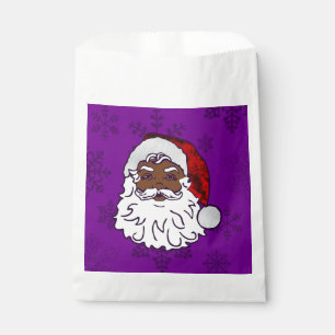 purple christmas black santa snowflakes favour bag