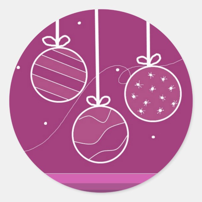 Purple Christmas Decorations Classic Round Sticker (Front)
