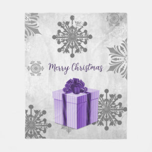 Purple Christmas Gift Holiday Fleece Blanket
