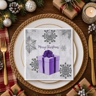Purple Christmas Gift Holiday Paper Napkin