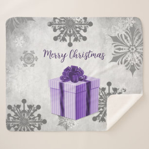 Purple Christmas Gift Holiday Sherpa Blanket