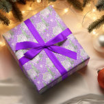 Purple Christmas Gingerbread house Holiday   Wrapping Paper<br><div class="desc">This design may be personalized by choosing the Edit Design option. You may also transfer onto other items. Contact me at colorflowcreations@gmail.com or use the chat option at the top of the page if you wish to have this design on another product or need assistance with this design. See more...</div>