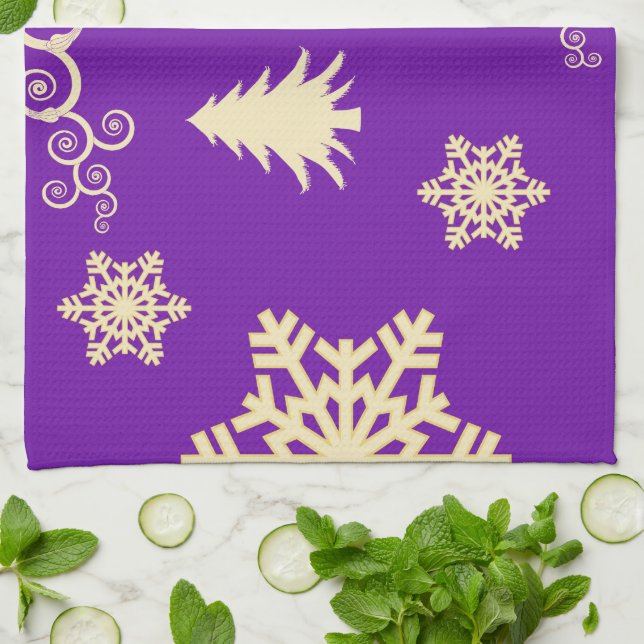 Purple Christmas Kitchen Towel (Folded)