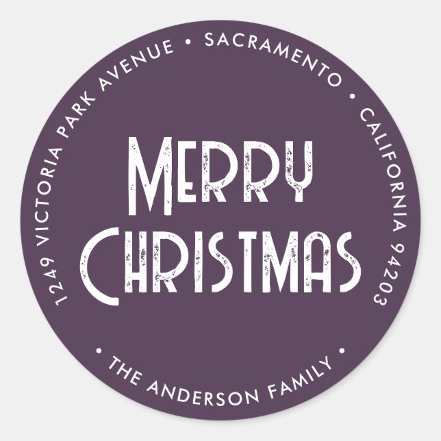 Purple Christmas Minimalist Return Address Labels (Front)