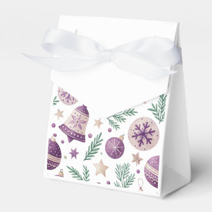 "Purple Christmas Ornament and Bell Favour Box" Favor Box