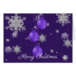 Purple Christmas Ornaments Greeting Card