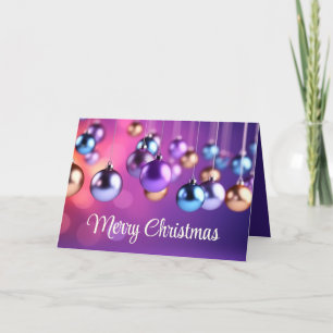 Purple Christmas Ornaments Holiday Card