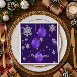 Purple Christmas Ornaments Paper Napkin