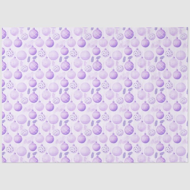 Purple Christmas Ornaments Pine Leaves Christmas Tissue Paper (Front)