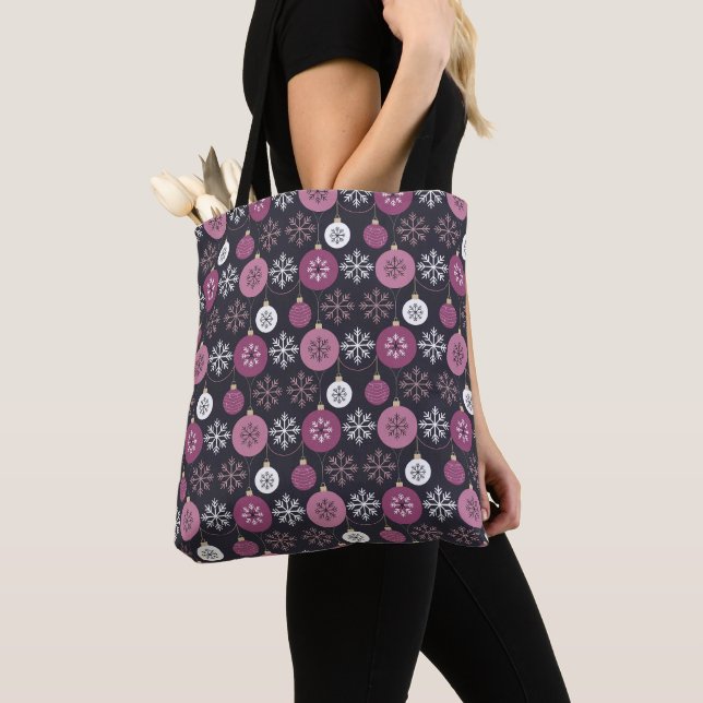 Purple Christmas Ornaments  Tote Bag (Close Up)