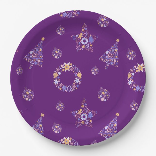 Purple Christmas Party Plates - set 1 (Front)