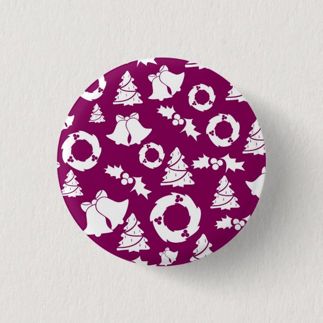 Purple Christmas Pattern 1 Inch Round Button (Front)