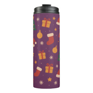 Purple Christmas Pattern Aesthetic – Cute Holiday  Thermal Tumbler