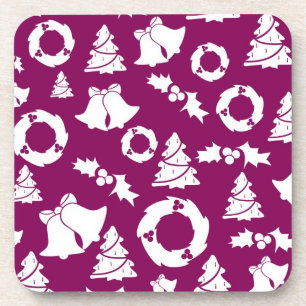 Purple Christmas Pattern Coaster