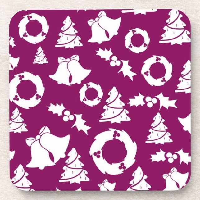 Purple Christmas Pattern Coaster (Front)