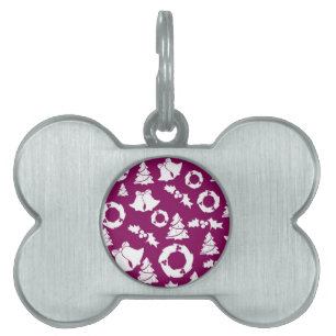 Purple Christmas Pattern Pet ID Tag