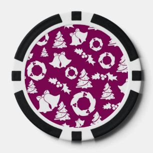 Purple Christmas Pattern Poker Chips